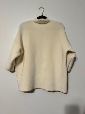 The Row Heavy Ribbed Viscose Mockneck Half Sleeve Top Cream Large